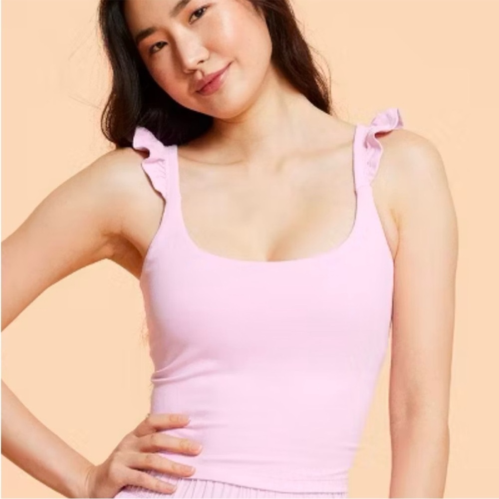 Blogilates Women’s Ruffle Tank Top Pink Size 1X NWT